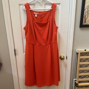 London Times Vibrant Orange Midi Dress